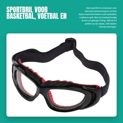 Dailygoods- Sportbril Met PC-lenzen - Beschermende Bril - Gebogen Fitting - Verstelbare Hoofdband - Krasbestendig - Comfortabel Draagcomfort - Veiligheidsbril