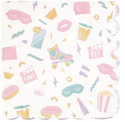 PARTYPRO - 16 gescoorde pyjamafeest papieren servetten 33 x 33 cm iriserend