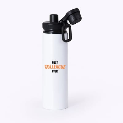 Hacebo® - best colleague ever waterfles met draaidop zwart - Collega - de beste collega - werknemers - verjaardagscadeau - verjaardag - cadeau - afscheidscadeau - geschenk - leuke cadeau - kado - gift - water fles - 850ML