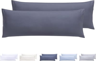 Famanu - Set van 2 kussenslopen, microvezel, extra zacht, hypoallergeen, set van 2-90 x 40 cm, donkergrijs