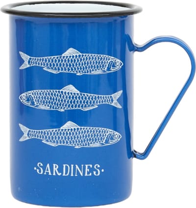 Emaille beker sardine blauw 8x11,5 - BATELA