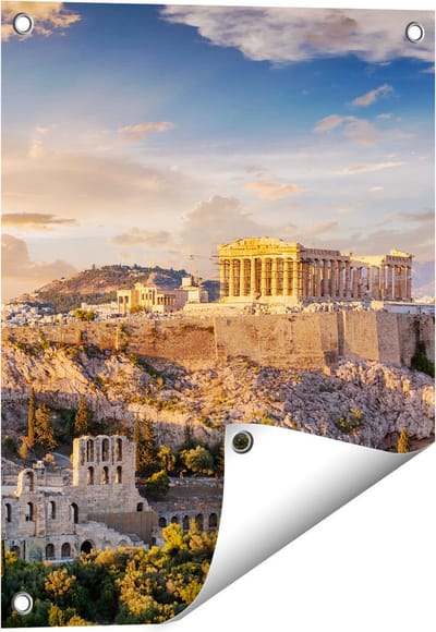 Gards Tuinposter Akropolis van Athene, Griekenland - Architectuur - 40x50 cm - Tuindoek - Tuindecoratie - Wanddecoratie buiten - Tuinschilderij