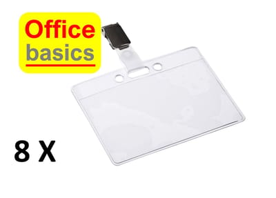 8 x Badgehouder open met clip - 60x90 mm incl bedrukbare kaartjes