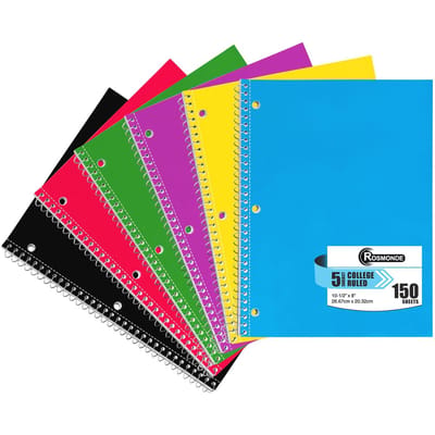Notitieboek met 5 Vakken in Voordeelpakket - 300 Gelijnde Pagina's voor School en Kantoor