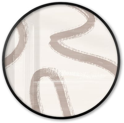 Poster in lijst Rond - Fotolijst 60x60 cm - Posters - Moderne kunst - Beige - Abstract - Ronde posterlijst zwart - Decoratie - Wanddecoratie woonkamer - Muurdecoratie slaapkamer