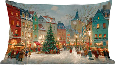 Sierkussens - Kussentjes Woonkamer - 60x40 cm - Kerstsfeer - Stadsplein - Kleurrijk