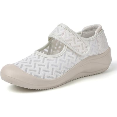 Lente/zomer nieuwe ademende mesh oversized damesschoenen klittenband lichte zachte zool casual sneakers mama schoenen 35 white