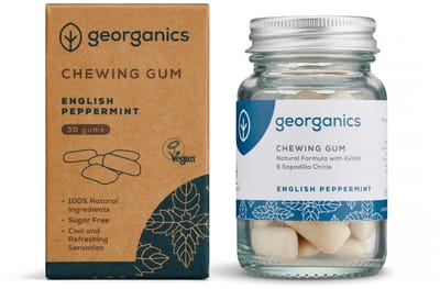Georganics - Chewing gum - English peppermint - Voor een frisse adem - Gezonde tanden - 30 Stuks