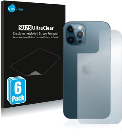 Savvies - Screenprotector voor Apple iPhone 12 Pro (Achterkant) - Folie Beschermfolie transparant 6 Stuks