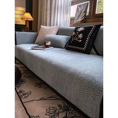 Amerikaanse Stijl Chenille Bankkussen Strepen Antislip Bankhoes Geometrische Curve Bankhoes Effen Kleur Licht Luxe Bankmat 70x70cm 1pcs