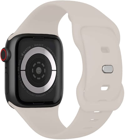 Bandje Geschikt voor Apple Watch 1, 2, 3, 4, 5, 6, 7, 8, 9, 10, 11, SE - 42/44/45/46 mm Bandje Siliconen Horloge Band Verstelbaar - Smartwatch Bandje Siliconen - Ivoor