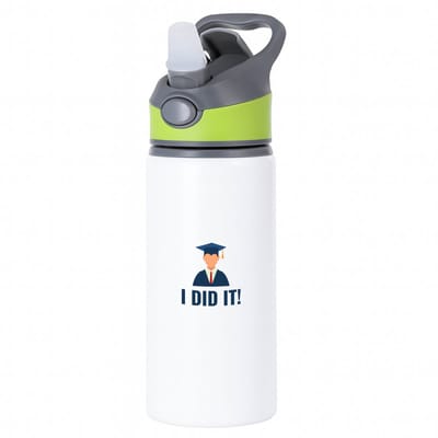 Hacebo® - I did it! waterfles met rietje groen - Geslaagd - iemand die is geslaagd - gelukt - gefeliciteerd - examen - school - diploma gehaald - cadeau - kado - geschenk - gift - water fles - 650ML