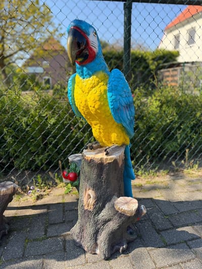 Goodyz- Vogels - Kleurrijke vogel- Papegaai - Papegaai op stam - Blauw - 110cm hoog