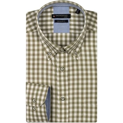 Giordano Overhemd Ivy Oxford Gingham Check Button-Down Pastel Groen / male