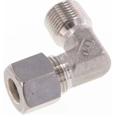 R 3/8'' Buitendraad x 10L RVS L-Knelfitting 90 graden 315 Bar DIN 2353 - FL2E-MO-ST-038R-10-L