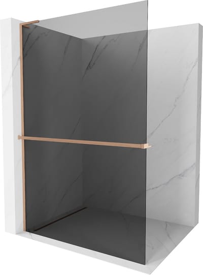 Mexen Kioto+ L douchescherm met plank Walk-in 70 x 200 , grafiet, geborsteld koper - 800-070-123-65-40