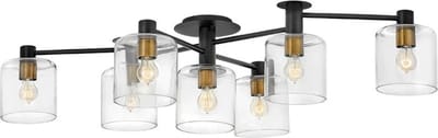 Hinkley LED Plafondlamp Axel | 7X E27 Max 60W | Dimbaar | Black with Heritage Brass