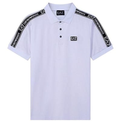 Emporio Armani EA7 SS22 Polo à Manches Courtes Imprimé Logo Homme Hauts Blanc 3LPF20-PJ02Z-0100 M gray