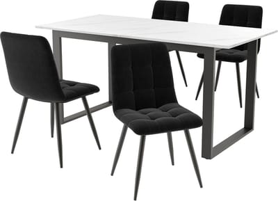 Gotagee Uitschuifbare eettafel met eetkamerstoelenset Keuken eettafel en stoelenset Woonkamer tafel en stoelenset (5-delige set) 1 tafel met 4 stoelen