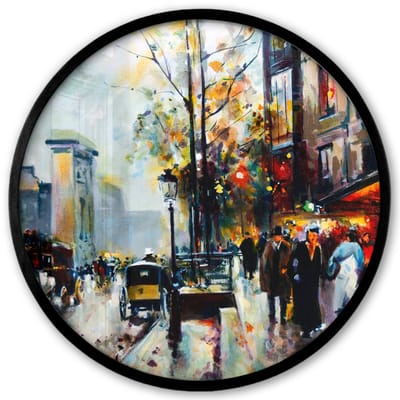 Poster in lijst Rond - Fotolijst 40x40 cm - Posters - Schilderij - Stad - Olieverf - Ronde posterlijst zwart - Decoratie - Wanddecoratie woonkamer - Muurdecoratie slaapkamer