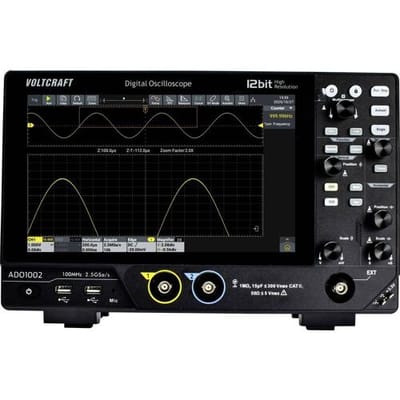 VOLTCRAFT ADO-1002 Digitale oscilloscoop 100 MHz 2.5 GSa/s 250 Mpts 12 Bit Digitaal geheugen (DSO) 1 stuk(s)