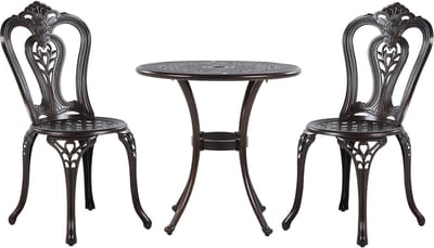 BOVINO - Bistroset voor 2 - Donkerbruin - Aluminium