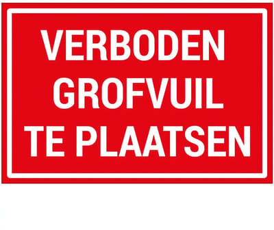 Verboden grofvuil te plaatsen sticker | 18 x 12 cm
