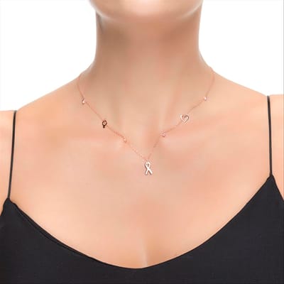 Luxenter, 925 sterling zilver en roze toermalijn gerhodineerde zirkonia ketting