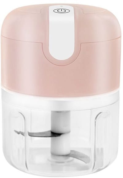 Elektrische Knoflookpers 250ml - Draadloze Hakmolen voor Knoflook en Groenten - Krachtige Mini Keukenmachine voor Snel Hakken - Compacte Foodprocessor voor Thuisgebruik - Roze