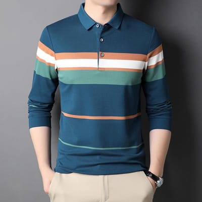 T-shirt met lange mouwen Heren Trendy Nieuw Polokraag Casual Top Kleding Lente Mode Persoonlijkheid Jonge en Middelbare Mannen Polo XXL gray