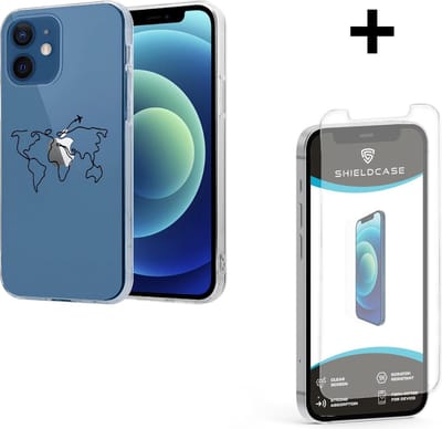ShieldCase Wanderlust geschikt voor Apple iPhone 12 / 12 Pro - 6.1 inch hoesje - transparant + glazen Screen Protector