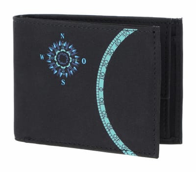 oxmox portemonnee New Cryptan Pocketbörse Windrose Print Cyan Black zwart