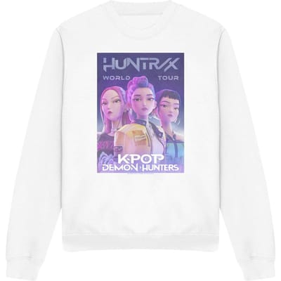 K-Pop Demon Hunters Unisex Volwassen Wereldtour Huntr/X Poster Sweatshirt (Wit)