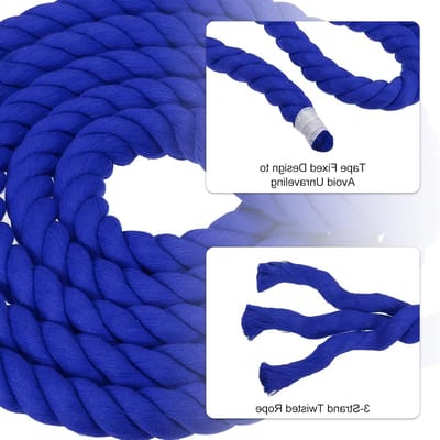 Natuurlijke Twisted Katoenen Touw 1 Inch x 100 Feet - Sterk Dikke Touw voor Trekspel, Handgrepen en Creatieve Decoratie, Blauw