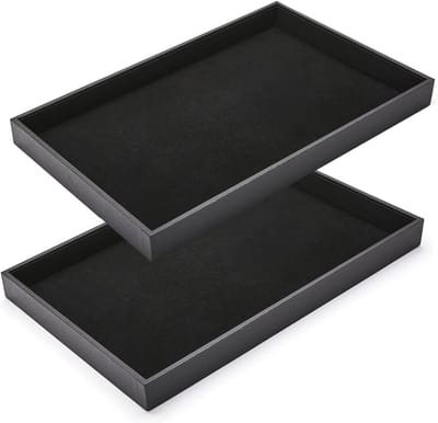 Stapelbare Zwart Fluwelen Sieraden Organizer voor Oorbellen, Kettingen, Armbanden en Ringen