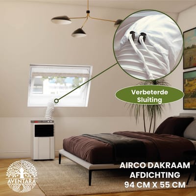 Airco Dakraam Afdichting - 94 x 55 cm – 2 Jaar Garantie - Geschikt voor Inbouw Velux: PK25 (GGL 425, p25) - Slang Afsluiten – Raamafdichtingskit Herbruikbaar – Mobiele Airco Afdichtkit Tegen Insecten