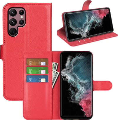 MobyDefend Hoesje - Geschikt voor Samsung Galaxy S23 Ultra - Kunstleren Wallet Book Case (Sluiting Voorkant) - Rood