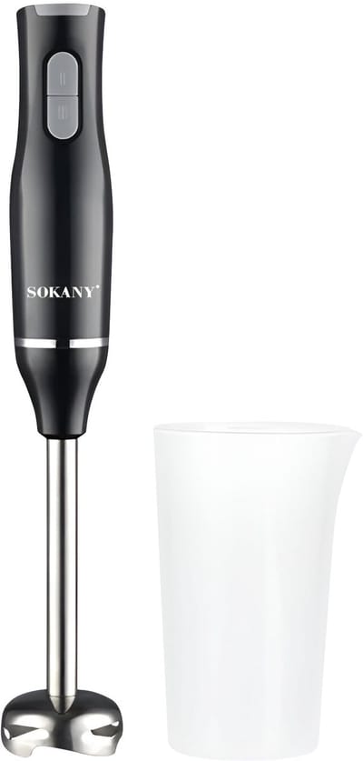 Sokany, Staafmixer 400W met 2 snelheden, roestvrij staal, met beker, Zwart