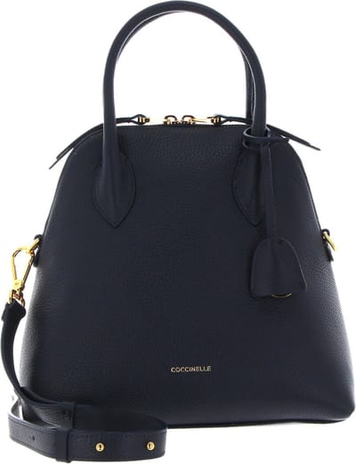 COCCINELLE Leren Handtas Schoudertas Gladys Handbag Grained Leather Midnight Blue Donkerblauw