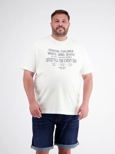 LERROS T-shirt van puur katoen met slogan-opdruk, grote maten , Maat: 3XL , Kleur: BROKEN WHITE , 100% katoen
