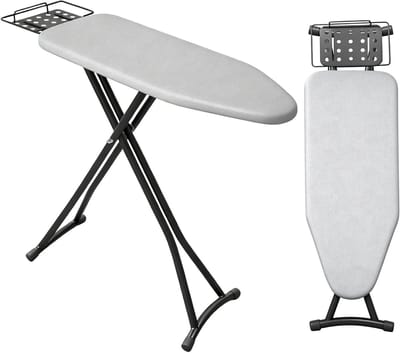 Vouwbaar en Hoogte-Verstelbaar Strijkplank met Warmtebestendige Strijkstand, 4-Laags Padding, 110 x 31 cm voor Efficiënt Strijken en Ruimtebesparing