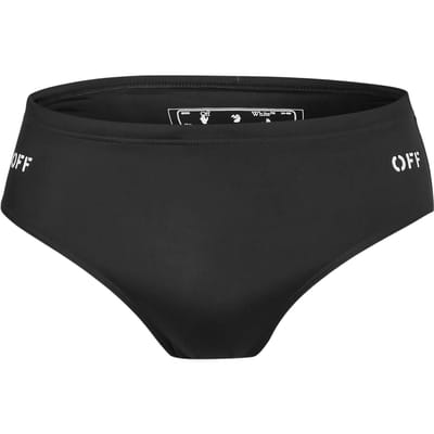 Off White Herenzwembroek met Arrow-logo, reguliere pasvorm (Zwart, Wit)
