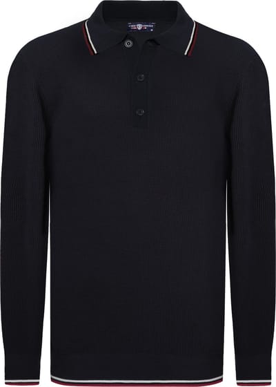 Jimmy Sanders Gebreide Polo Trui - Polo Kraag - Sweater - 100% Katoen Heren Navy - M