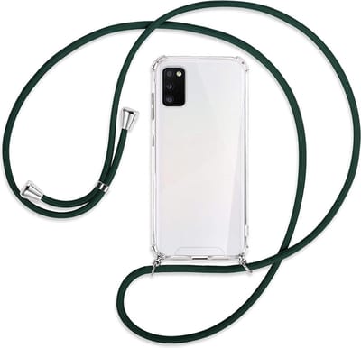 Hoesje Geschikt Voor Samsung Galaxy A41 Hoesje transparant silicone met Koord - Galaxy A41 Koord hoesje draagkoord TPU backcover - Zwart