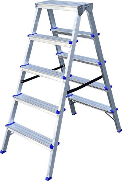 Alumexx DX - Dubbele trap 5 treden - Huishoudtrap - Keukentrap - Inklapbaar - 3.1m Werkhoogte