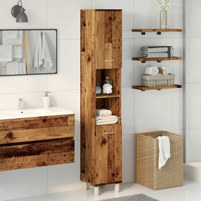vidaXL - Badkamerkast - 30x30x179 - cm - bewerkt - hout - oud - houtkleurig