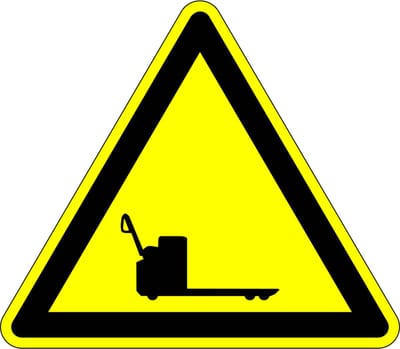 Pas op elektrische palletwagens sticker 200 mm
