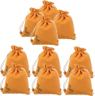 Opbergzakjes - Linnen Zakjes - Kleine Spullen Opbergen - Met Trekkoord Sluiting - 10 Stuks 15x12cm - Oranje