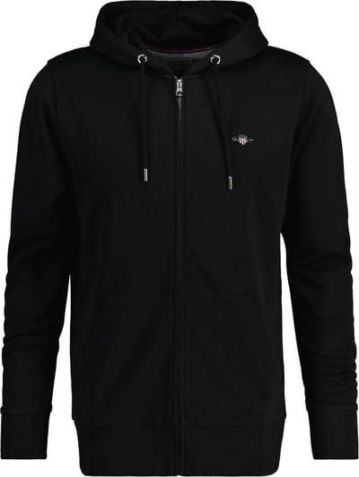 Gant Vest Shield Logo Embroidery Full Zip Hoodie Kangaroo Pocket Zwart / male