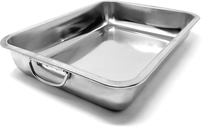 Azomor® Rechthoekige roestvrijstalen ovenschaal met handgrepen voor veelzijdig gebruik